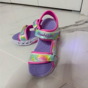 Skechers Kids Purple Sandals with Rainbow Straps
